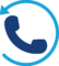 Phone handset with a looping blue arrow, indicating a callback action (return call).
